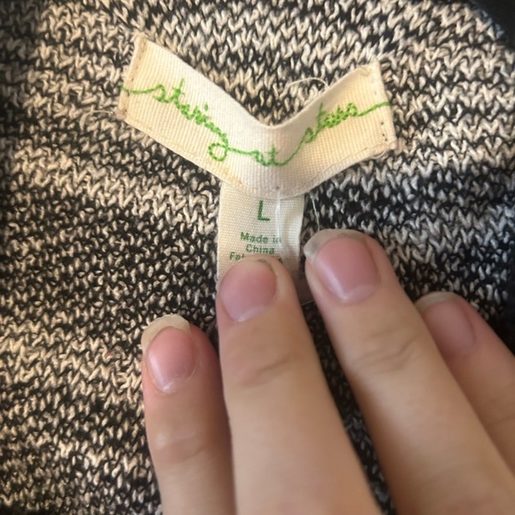 Anthropologie Staring at Stars Black & White Cardigan V Neck Large Fall Cozy - Picture 3 of 13